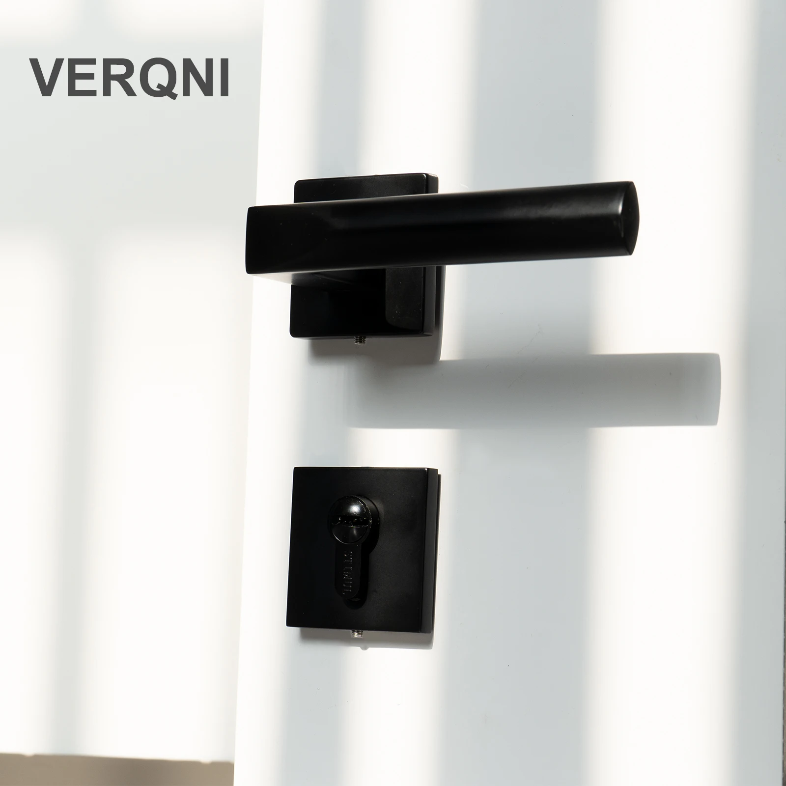 

VERQNI MANIGLIE & ACCESSORI HF2173 minimalist elegant zinc alloy Door Mute Handle Lock Set Matte Black magnetic door lock