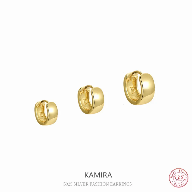 KAMIRA 925 Sterling Silver Classic Hug Earrings for Women Elegant Glossy Simple Earrings Party Banquet Jewelry Birthday Gift Hot