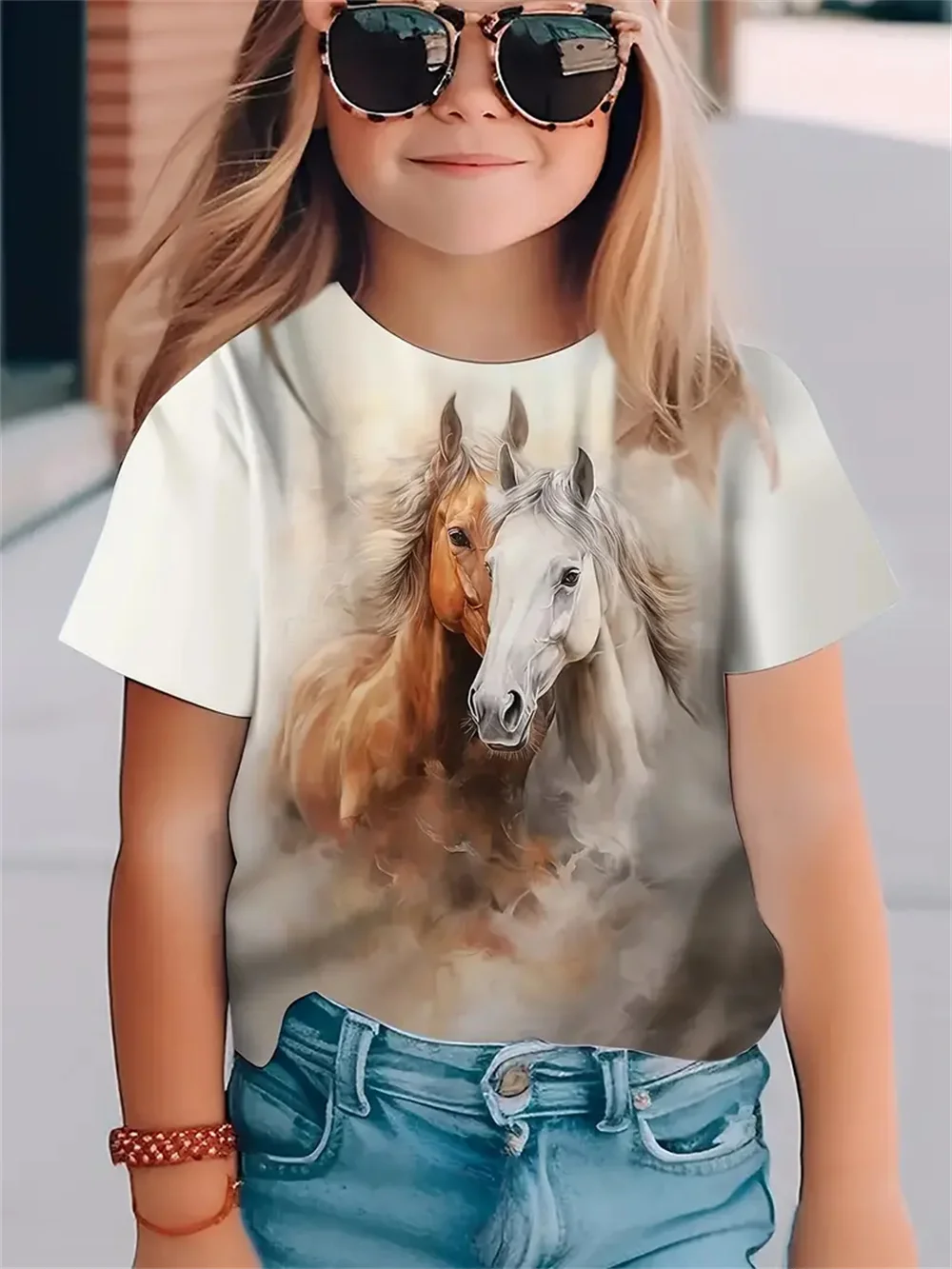 Mädchen T-Shirts Sommer 3D-Druck Mode kurz ärmel ige Tops lässige T-Shirts Mädchen Kleidung Kinder T-Shirts Kinder kleidung