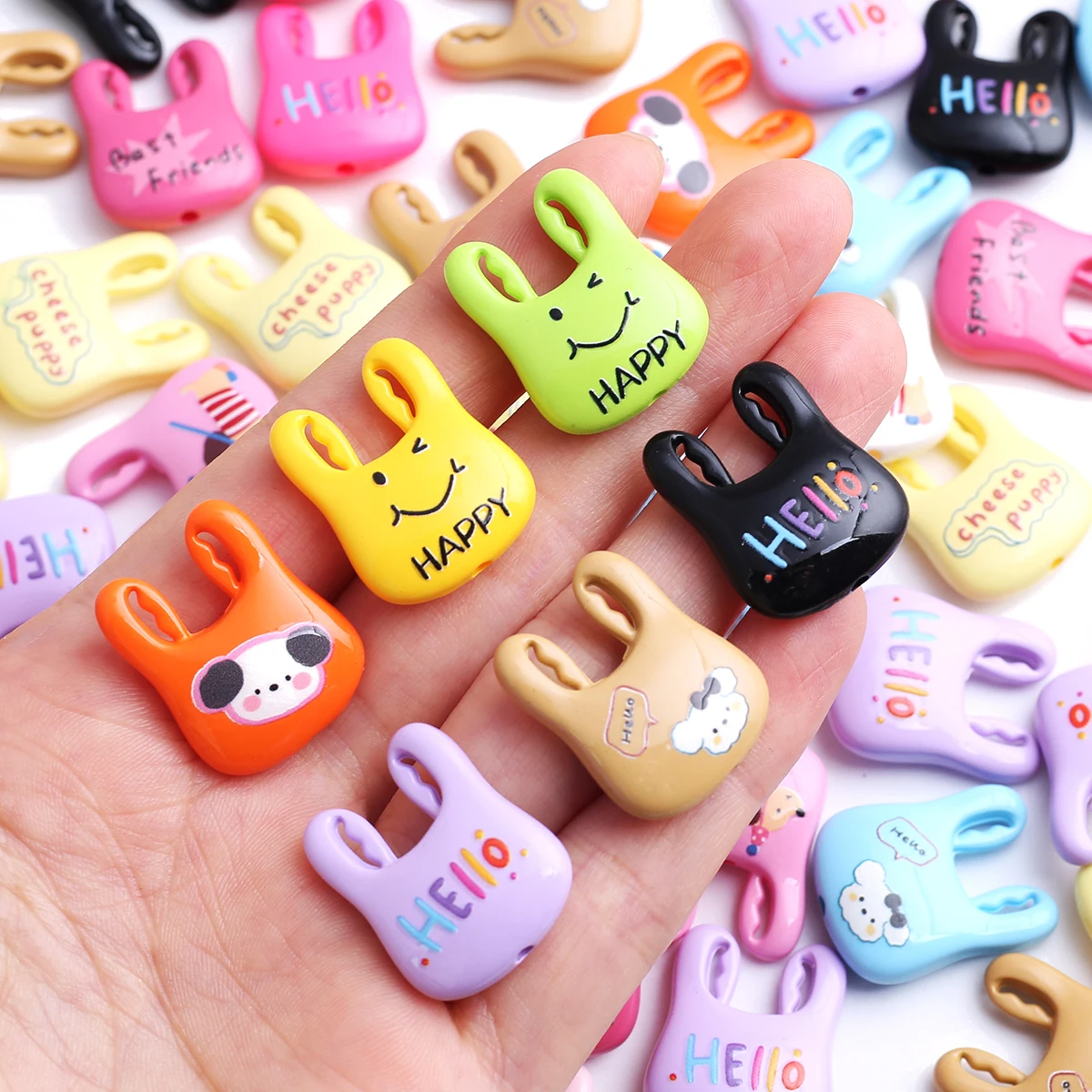 5/10pcs Random Color 20*25mm Cartoon Vest Print Acrylic Loose Beads DIY Cute Handmade Bracelet Jewelry Supplies
