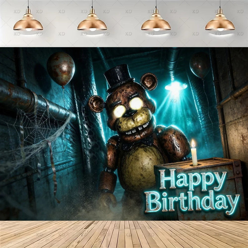 Five Nights at Freddy's Themen-Geburtstagsparty Dekorations-Set Banner Zubehör Ballon-Set Tortendekoration Banner Cartoon-Hintergrund Geschenk – Detail 9