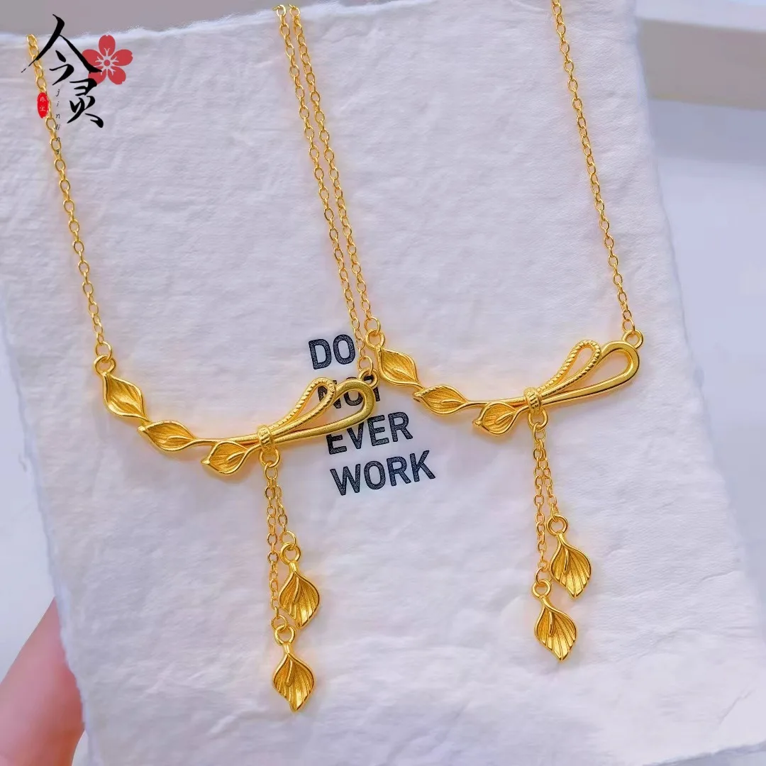 

Women's 24K Gold AU999 Calla Lily Long Tassel Pendant - Pure gold, sacred calla lily, stylish tassel, ideal for gifting