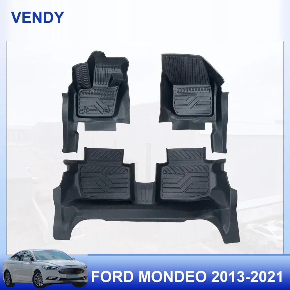 TPE Car Floor Mats Custom Fit for Ford Mondeo 2013-2021 Left Hand Drive Full Set All Weather Waterproof Easy to Clean