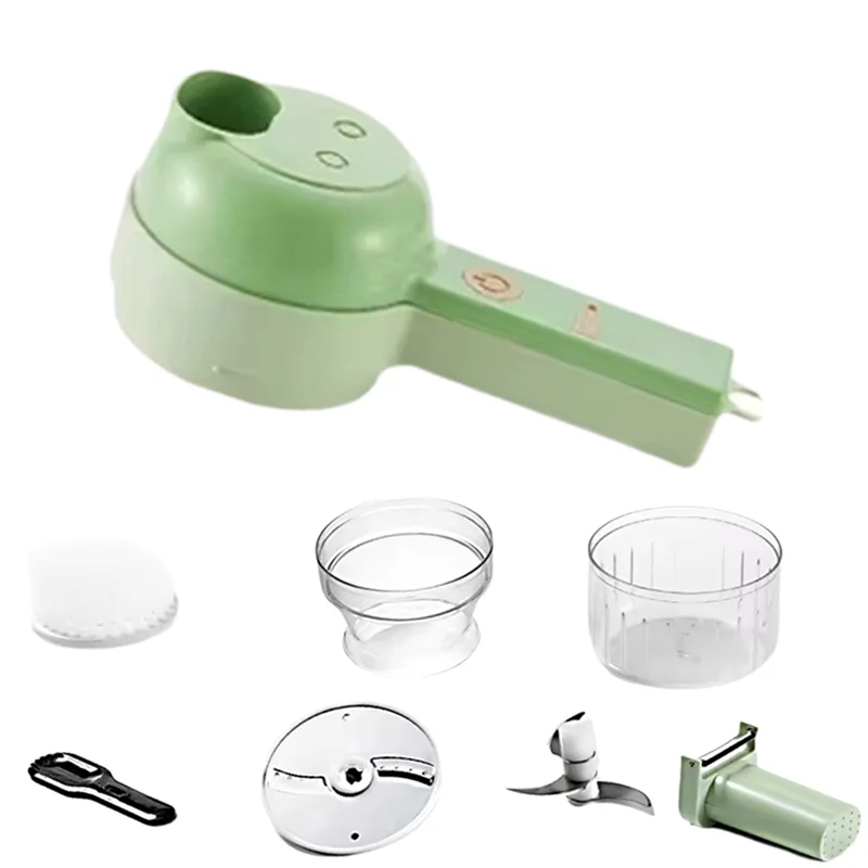 B90B-5 in 1 elektrisches Gemüseschneider-Set, tragbar, wiederaufladbar, Zerkleinerermaschine für Pfeffer, Knoblauch und Fleisch