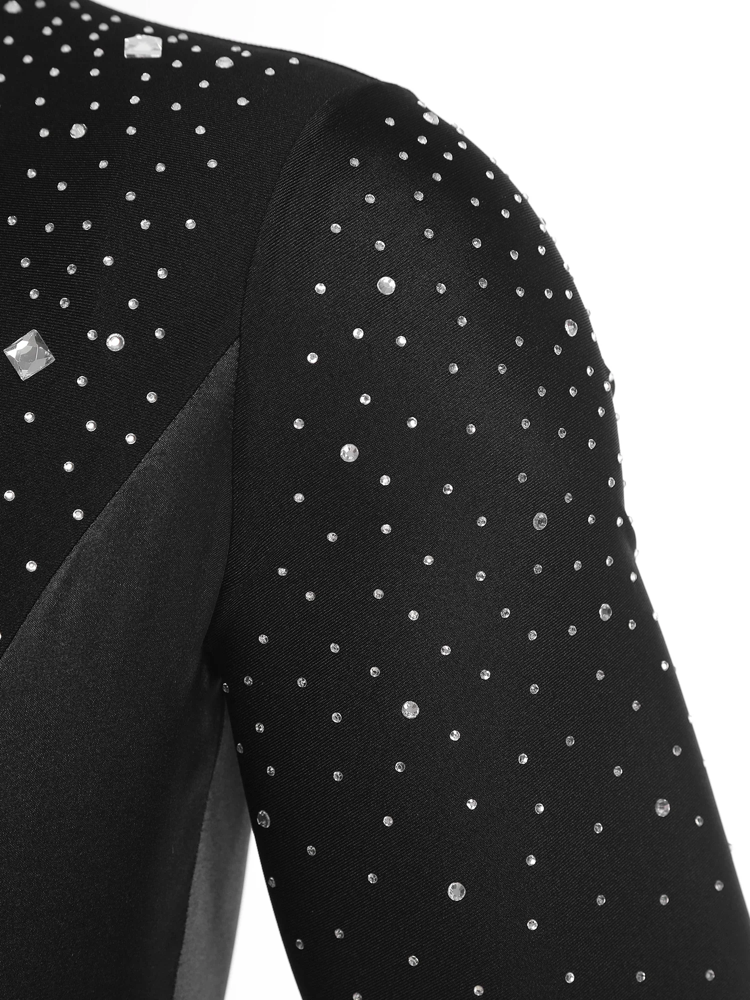 

Men Professional Latin Dance Bodysuit Floral Lace Rhinestone Details Openable Crotch Dance Leotard for Ballet ChaCha Performance