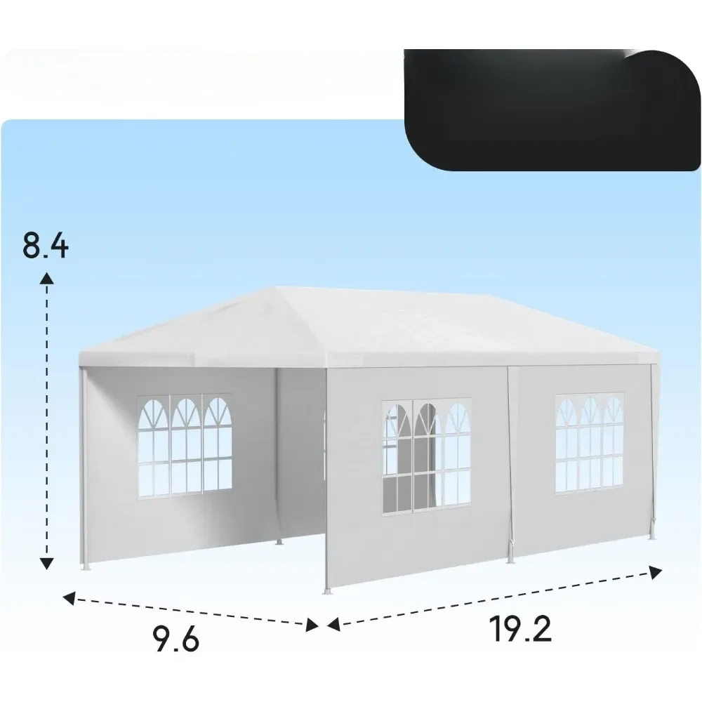 10'x20' Outdoor Canopy Party Wedding Tent Garden Gazebo Pavilion Cater Events -4 Removable Sidewalls,White