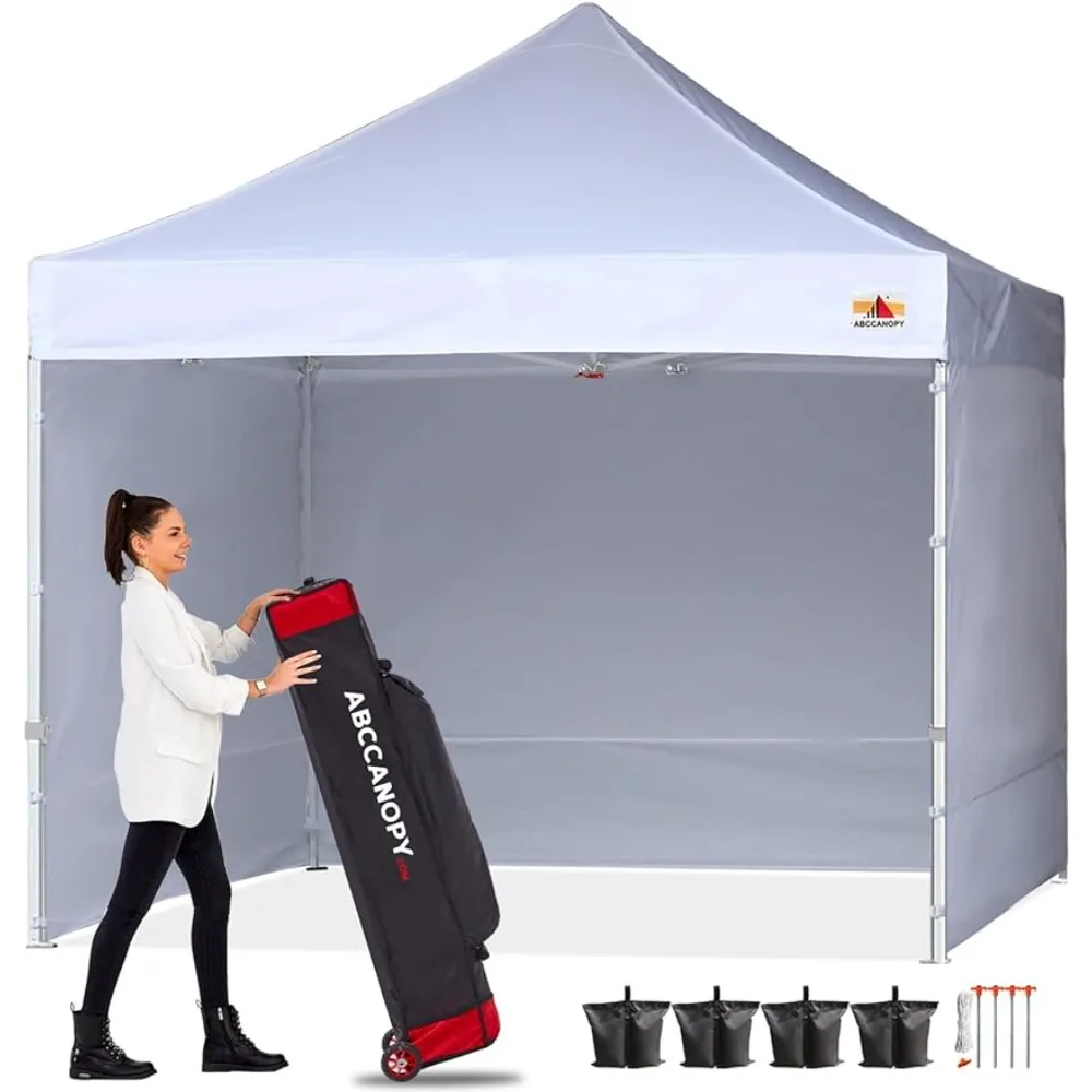 

Gazebo Easy PopUp Canopys Tent With Sidewalls 10x10 Commercial -Series, White Canopy