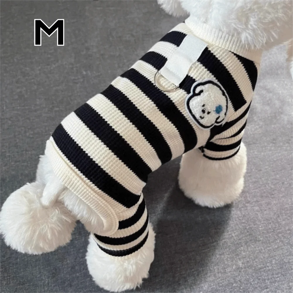 

Cute Soft Cotton Striped Dog Jumpsuit Four Legs Anti-Shedding Pet Pajamas Breathable Puppy Clothes Fashion Pet Wear