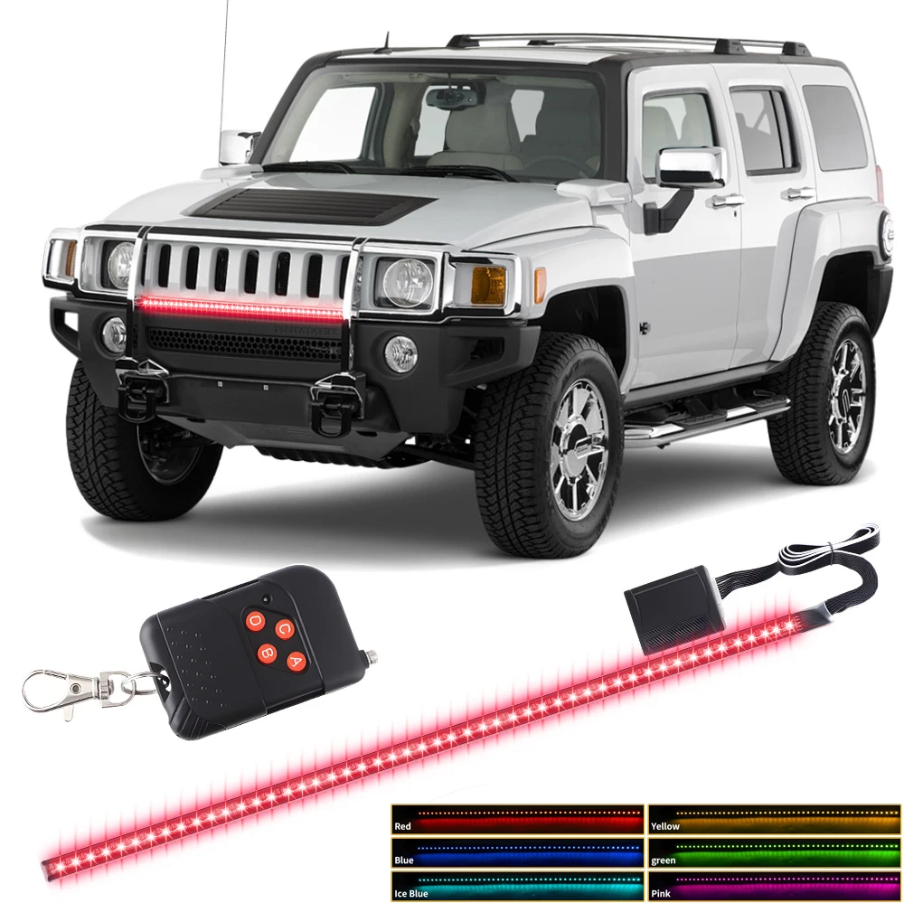 22Inch RGB Grille Strip Night Luminous Car Exterior Knight Rider Scanner Light  with Flash Warning Lamp 12V with Remote Control
