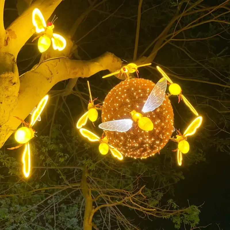 Momovalley Create a Buzzworthy Atmosphere Vibrant Waterproof Led Bee Lights Perfect for Enhancing Garden's Nordic Elegance