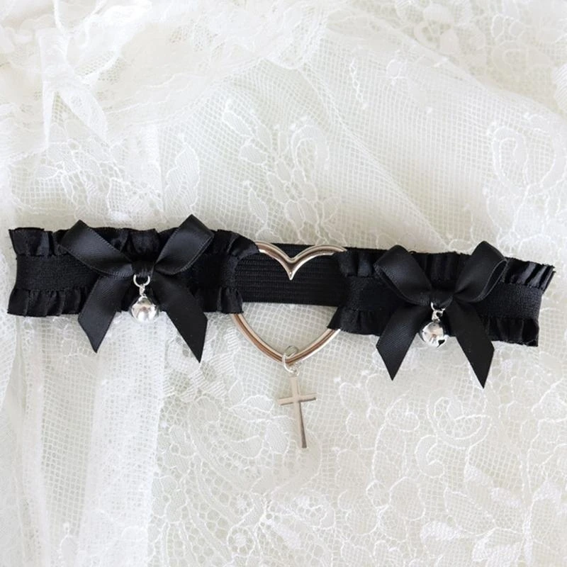 لوليتا حزام الرباط لقلادة الصليب Bowknot جرس الساق حلقة الفخذ مثير المتناثرة #4