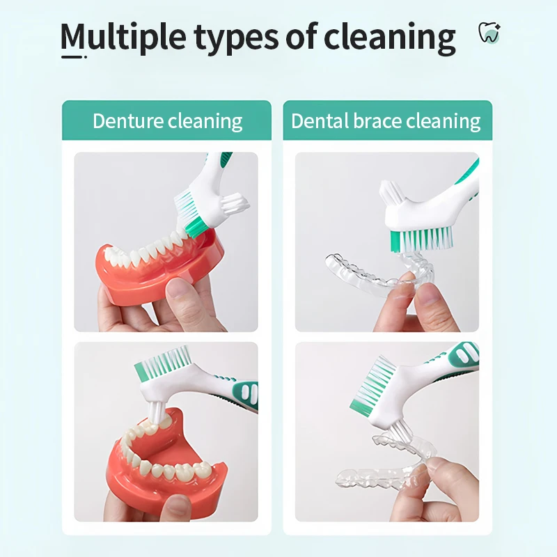 1pcs Invisible Braces Brushes Retainers Cleaning Brushes Orthodontic Special Dentures Toothbrushes, Denture Double Head Cleaning