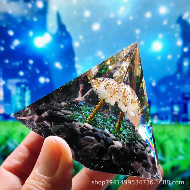 Ogen Energy Crystal Ball Gravel Pyramid Home Crafts Resin Decorations Desktop Decoration Dream Come True