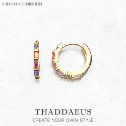 Creole Hinged Hoop Earrings Colorful Stones Europe Style Fine Jewerly Gift In Solid 925 Sterling Silver For Women
