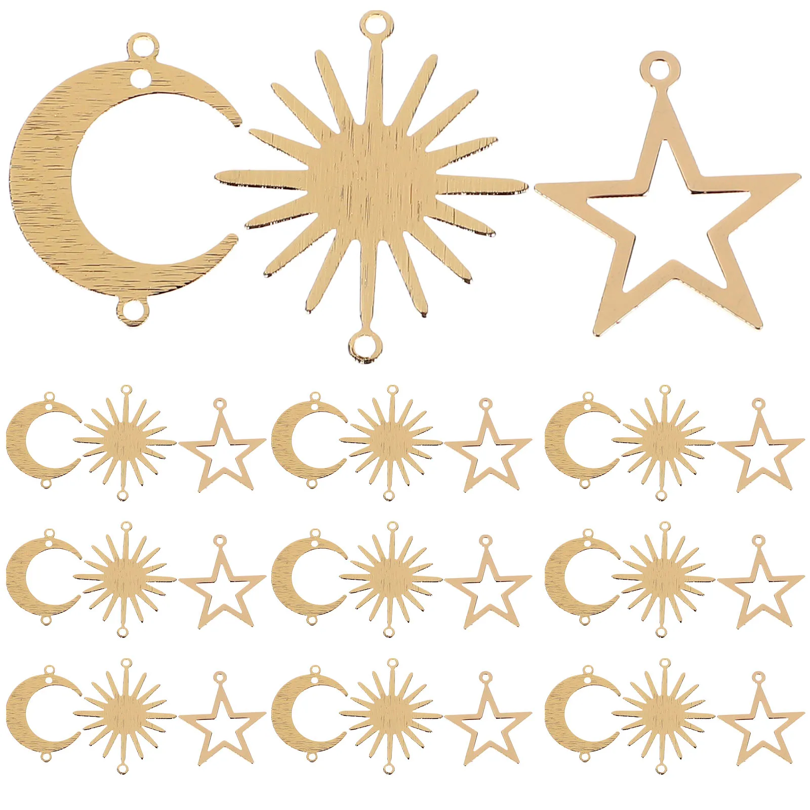 

Crafts Geometric Hollow Pendant Jewelry Moon Star Charm Making Golden Alloy Charms for Crafting
