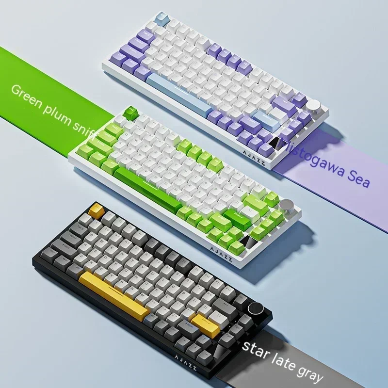 Imagem -06 - Ajazz Ak820 Pro Teclado Mecânico de Três Modos sem Fio Multifuncional Botão Tela Personalizada Teclado para Jogos Rgb Junta Troca Quente