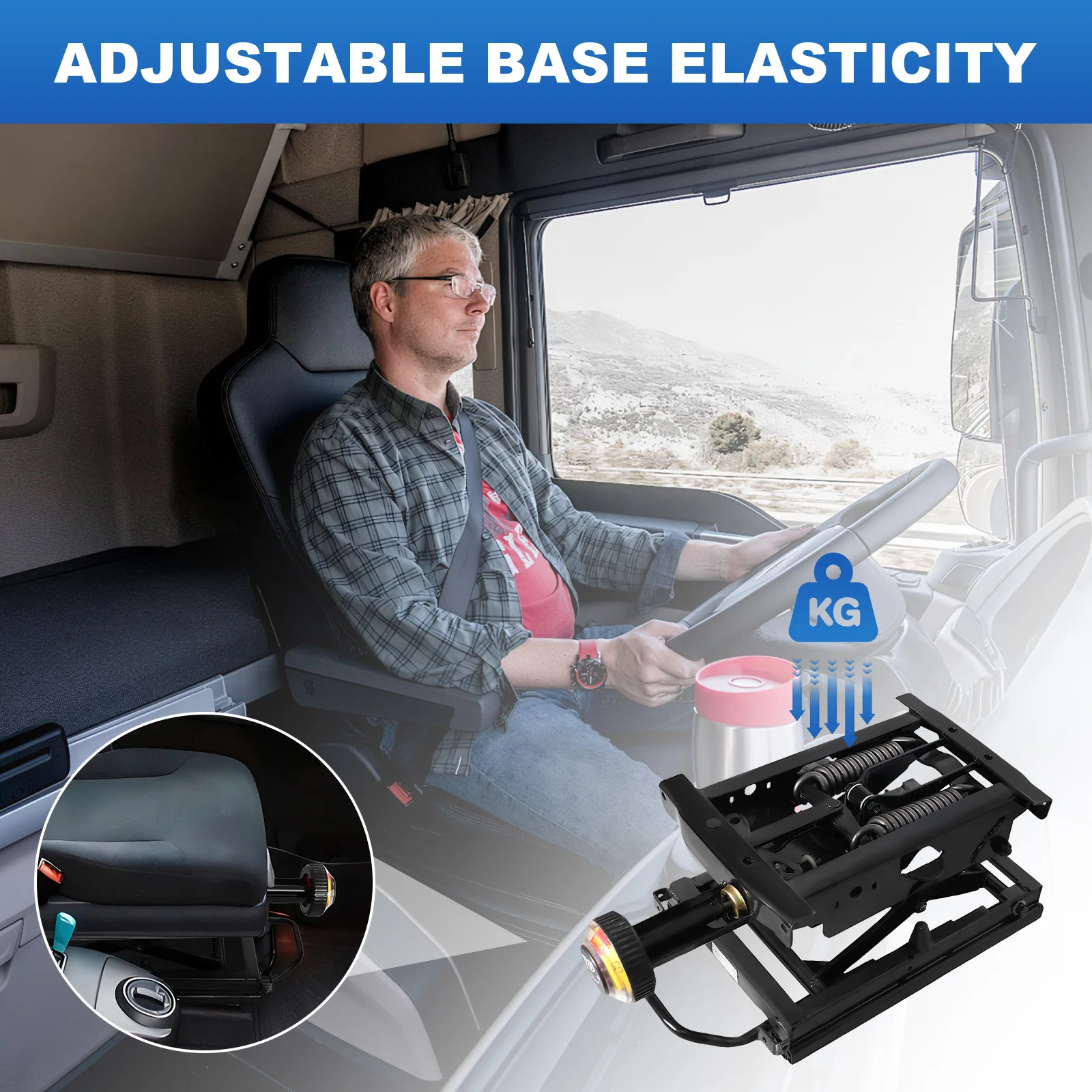 

Air Suspension Shock Seat Base with Front Handle Heavy Truck Air Suspension Seat Base Suitable for Trucks