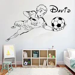 Football Goalkeeper Vinyl Wall Decal Customized Bedroom Soccer Player Name Sticker Boys Girls Teenager Room Decoration 3935
