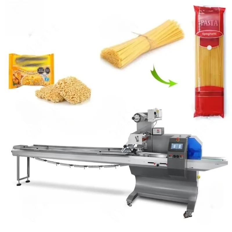 Custom High Speed Horizontal Flow Wrapping Machine Fully Automatic Commercial Packing Equipment For Dry Noodles Wet Noodles
