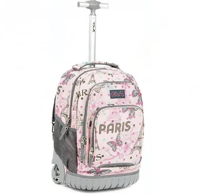 18 Inch School Rolling backpack for girls kids Rolling Suitcase School Trolley Bag Kids Rolling Luggage Backpack With wheels