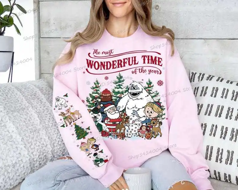 خمر عيد ميلاد سعيد البلوز طباعة طويلة الأكمام Crewneck الرجعية البلوز للنساء الرجال الخريف الشتاء عيد الميلاد بلوزات #4