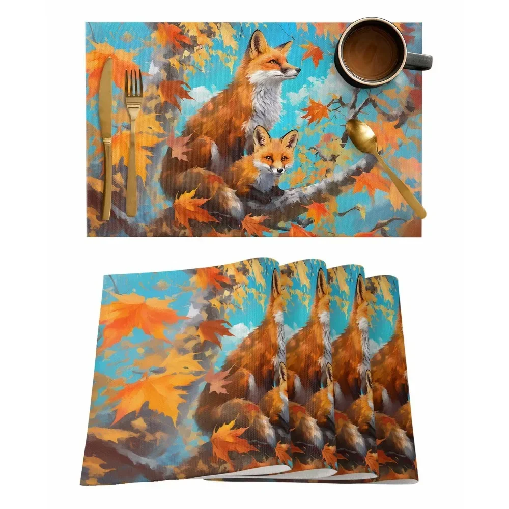 Maple Leaf Maple Leaf Fox Kitchen placemats cotton and linen table mats with good waterproof and thermal insulation effects