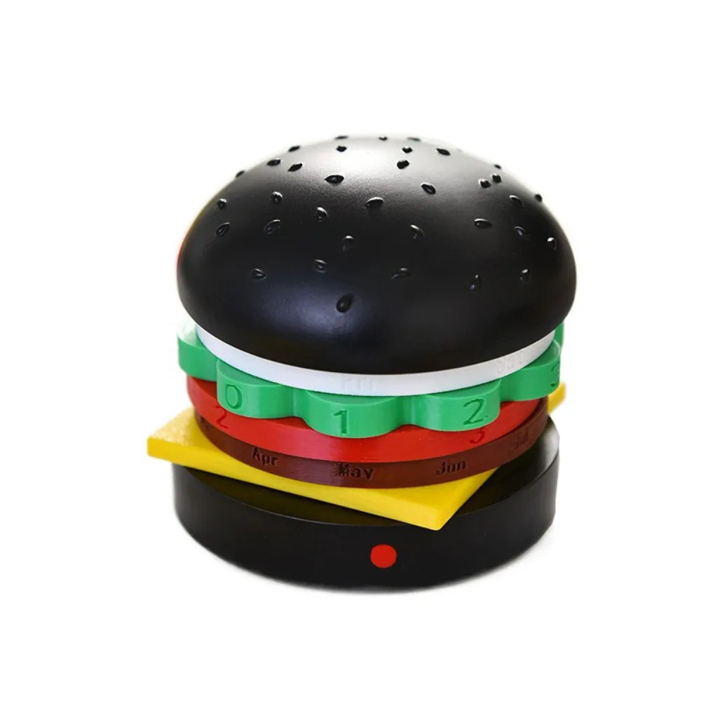 

Creative Hamburger Perpetual Calendar Reusable Non-slip Bottom Rotating Desk Calendar Quiet Decorative Fun Burger Table Ornament