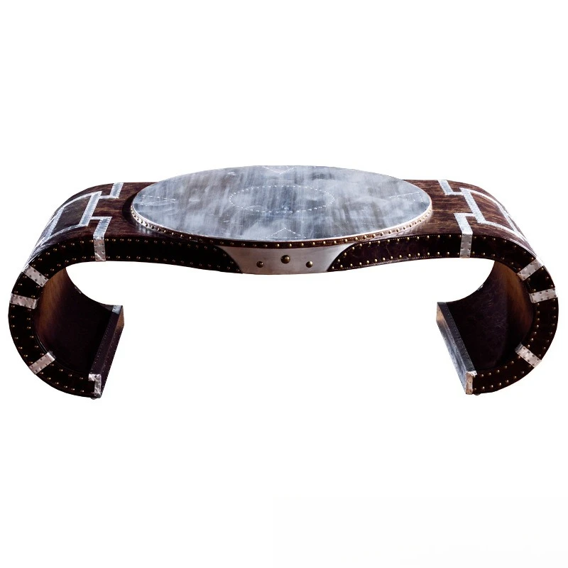 

Industrial style retro old rivet aluminum leather art watch special-shaped fashion small coffee table