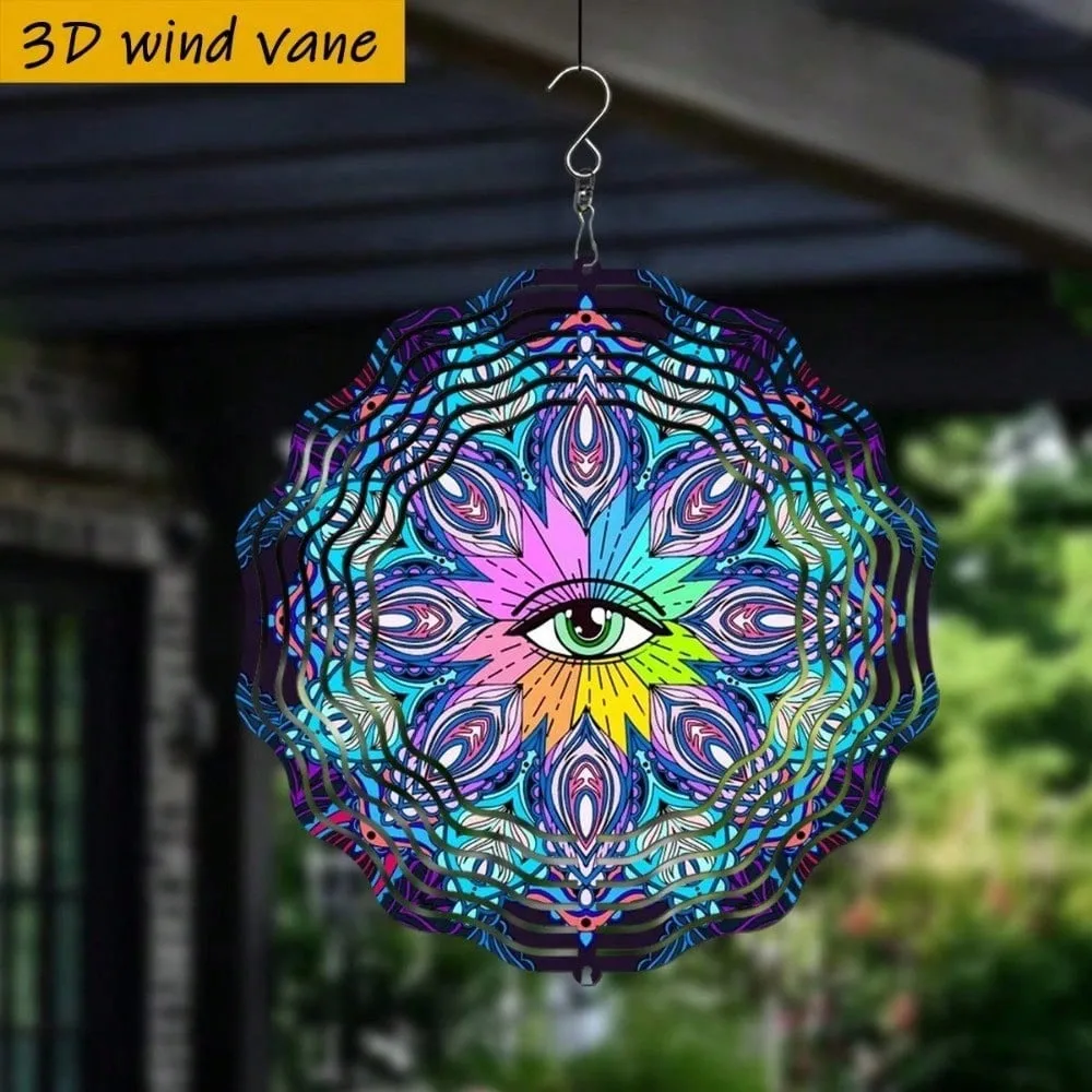 CIFBUY Wind Chimes Metal Outdoor Garden Decor Waterproof Anti Fade Unique Rotating Double Sided Mandala Eye Art for Patio Yard