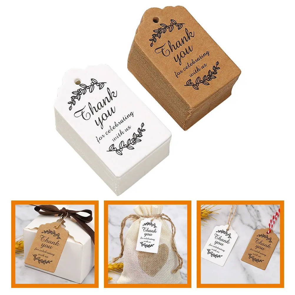 200Pcs Paper Gift Tags Thank You Tags Delicate Style Party Labels for Gift Wrapping Crafts Thank Gifts and Cards Sign