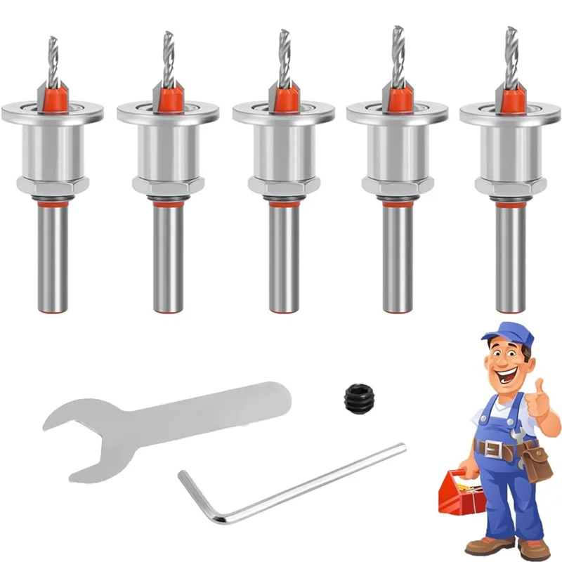 

A53Q-5 PCS Countersink Drill Bit Set, Countersink Drill Bit Set, Countersink Bits For Wood, Adjustable Depth Drill Bit