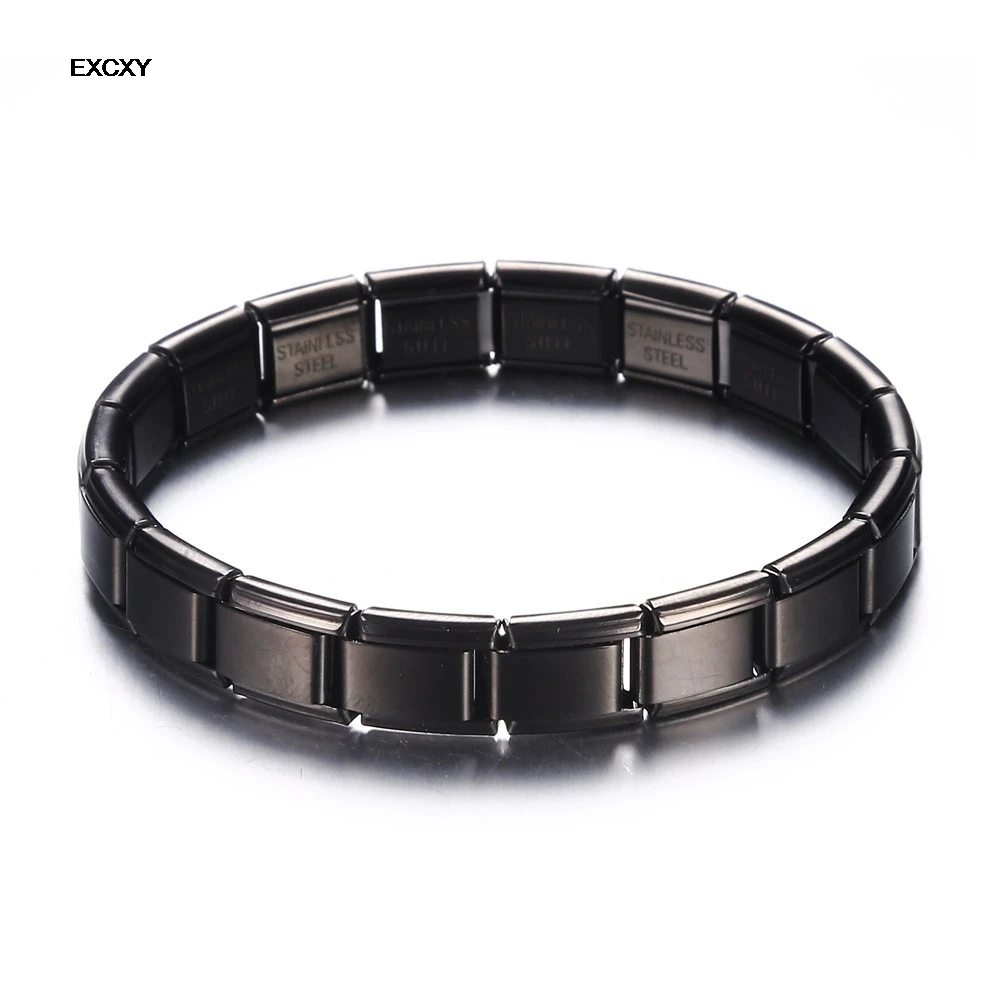 EXCXY New Women\'s Jewelry 9mm Width Itanlian Elastic Charm Bracelet Fashion Stainless Steel Bangle