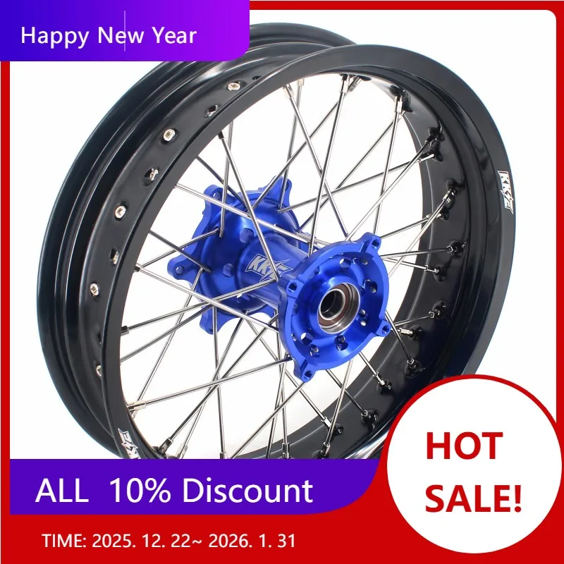 

【2025】 17-дюймовый набор колес Supermoto со спицами для Sherco SER SEF с ЧПУ, анодированная синяя ступица, черный обод