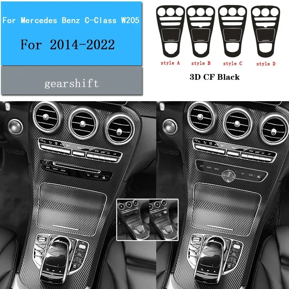 Car-Styling Carbon Fiber Car Interior Center Console Color Change Molding Sticker Decals For Mercedes Benz C-Class W205 2014-22