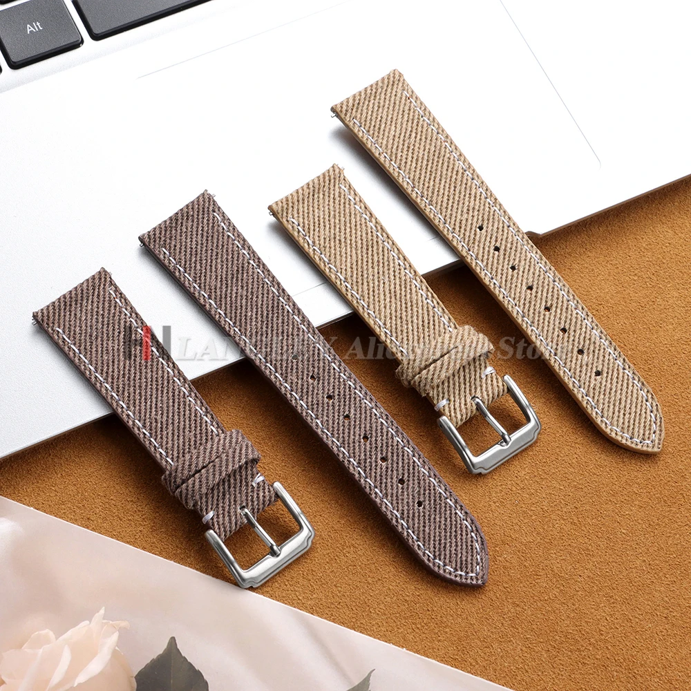 الدنيم النايلون حزام ساعة قماش لينة حزام الساعات 18 مللي متر 20 مللي متر 22 مللي متر لهواوي ساعة Gt5/Gt4 الرجال النساء الإفراج السريع العالمي سوار