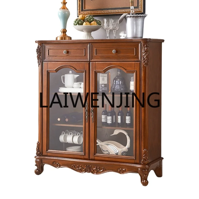 

RWJ Double Door Wine Cooler Side Cabinet Wall Glass Cabinet Home Solid Wood Sideboard