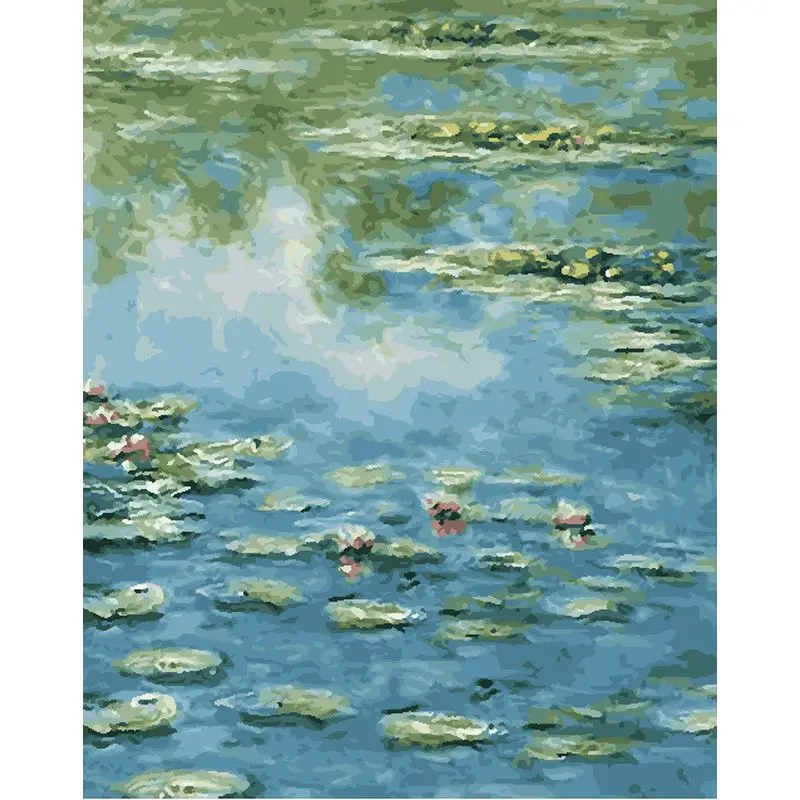 

GATYZTORY Lotus Pond Pictures By Numbers Acrylic Paints Handpainted Art Picture With Numbers On Canvas Diy Gift 60x75cm Home Dec