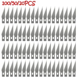 100/50/20Pcs Metall Skalpell Messer Gravur Messer Klingen Holz Carving Messer Klinge Ersatz Chirurgische Skulptur Schneiden werkzeuge