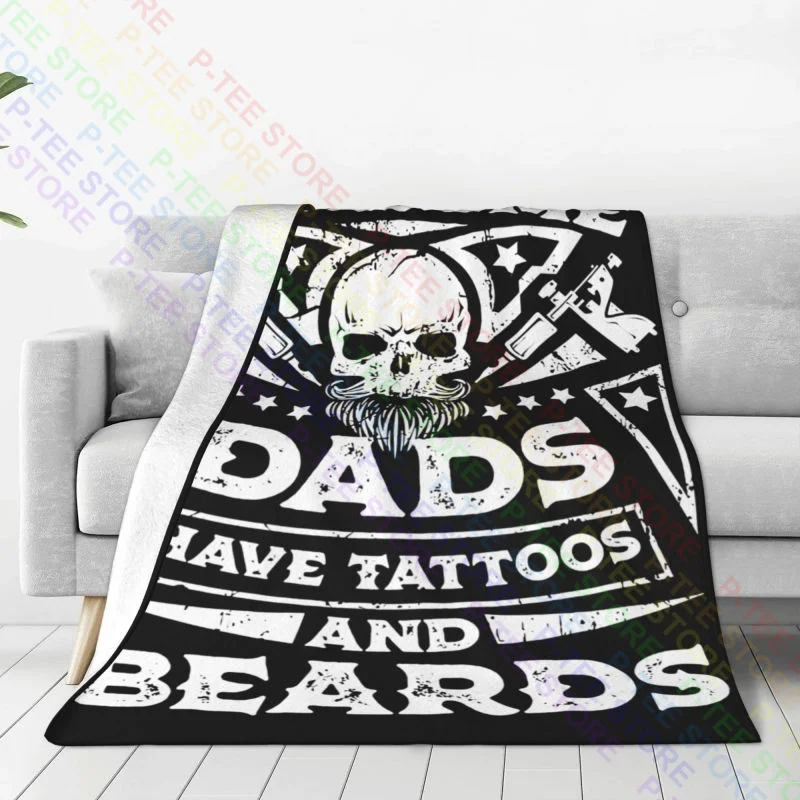 Awesome Dads Have Tattoos & Beards Cool Blanket Home Thicken Four Seasons Faux Fur Throw Family Expenses