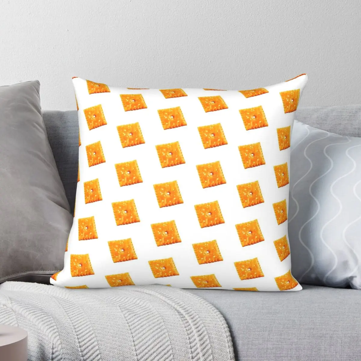 Cheez-It Snack Square Pillowcase Polyester Linen Velvet Creative Zip Decor Pillow Case Home Cushion Case