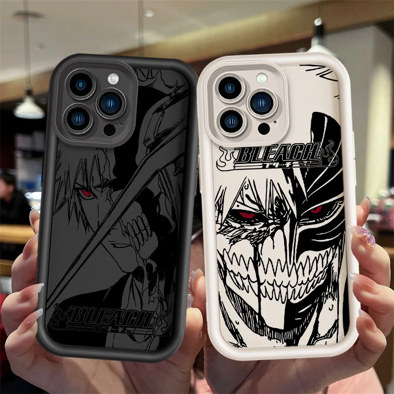 Cool Anime Bleach Lchigo For Apple iPhone 15 14 13 12 11 XS XR X 8 7 Pro Max Plus Pro Shockproof Soft Eye Ladder Phone Case