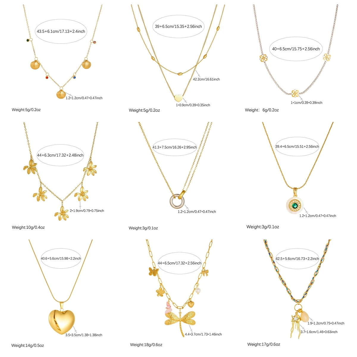LAMENGLY 316L StainlessSteel Women Heart Dragonfly Flower Geometric Charm Gold Necklace Fashion Jewelry for Girl Free Gift Party