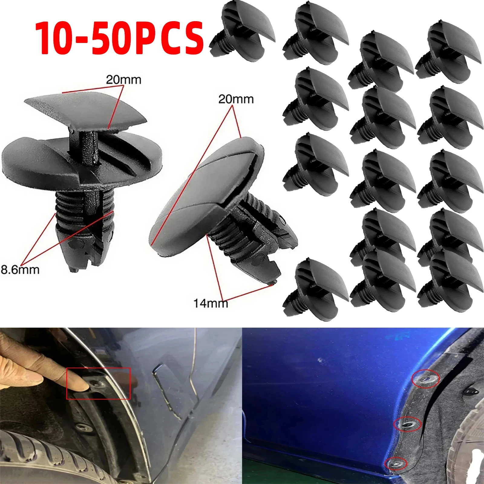 

10-50PCS Car Bumper Rivet Fender Fixed Clamp Retainer Wheel Arch Mounting Trim Clip Fasteners Rivets For PEUGEOT 206 207 307 308