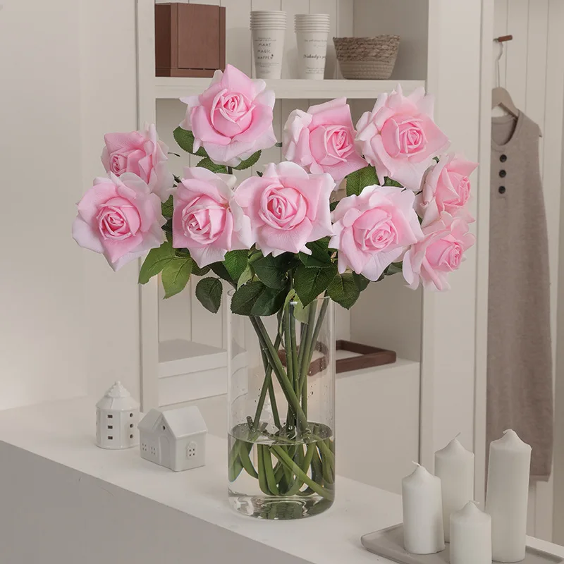 Single Stem Real Touch Artificial Silk Rose Wedding Party Home Decoration Gift F1360 - view 4