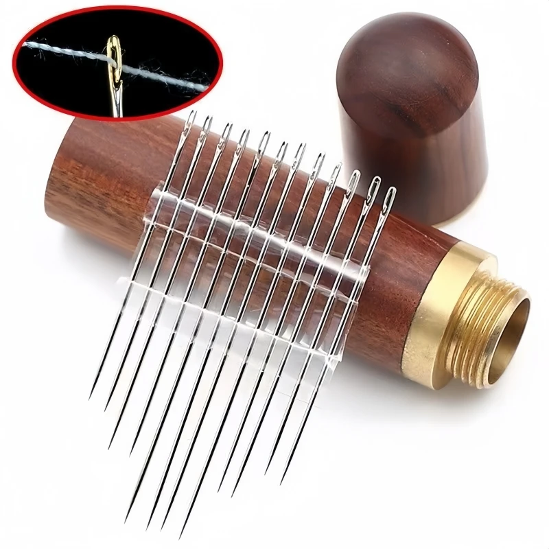Aiguilles à coudre aveugles à trou latéral, en acier inoxydable, pour personnes âgées, broche de couture à la main, bricolage, aiguille à filetage automatique pour la maison, 12/24 pièces