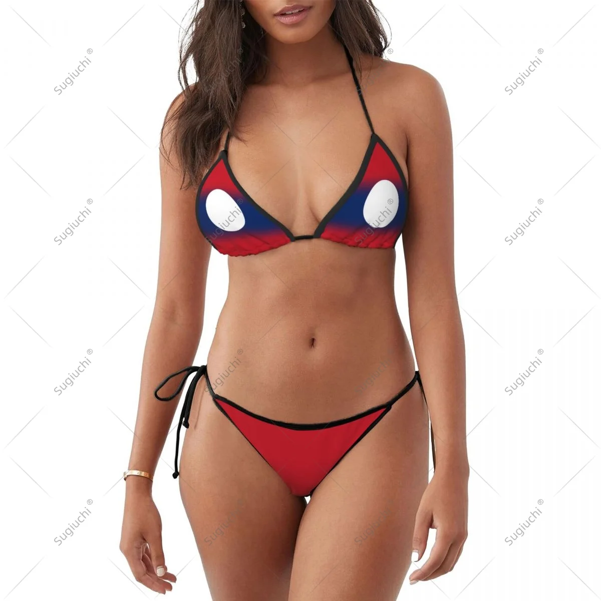 

Women Girls Bikini Laos Flag Swimsuit Sets Three Point Beachwear Swimming Bathing Beach Party Suits Sexy Mujer