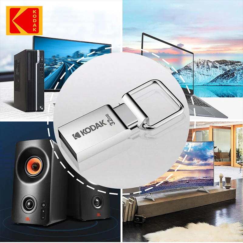 KODAK K112 USB 2.0 Super Mini Metal USB Flash Drive 64GB USB2.0 Disk Flash Pendrive Memory 64G Stick Pen Drive Car Key type-c