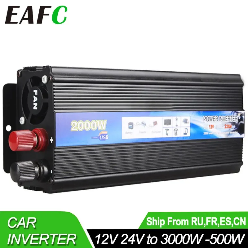 Car Inverter 12V/24V 220V Power 500W/1000W/2000W/3000W Auto Inversor Inverter Socket Car Voltage Converter for Phone Tablet