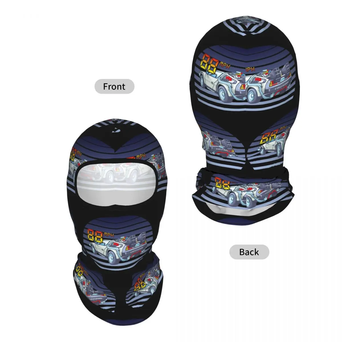 DeLorean Back To The Future Breathable Thin Balaclava Full Face Mask Sun Protection Neck Gaiter For Motorcycle Fishing Outdoor