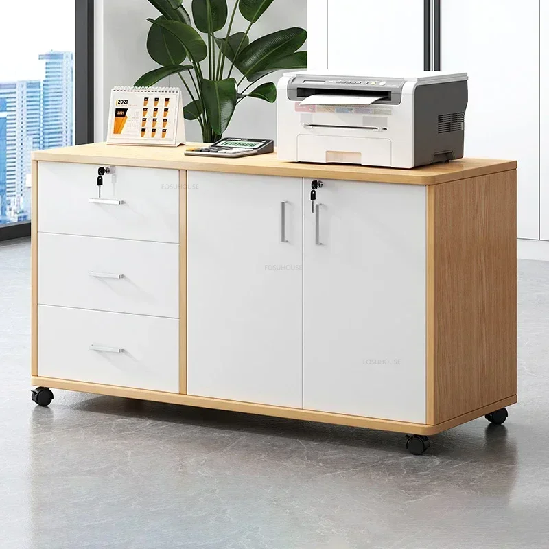 Office Files Cabinets Under The Table Storage Cabinet Mobile Side Cabinet Wooden Low Drawer Cabinet with Lock Printer Cabinets